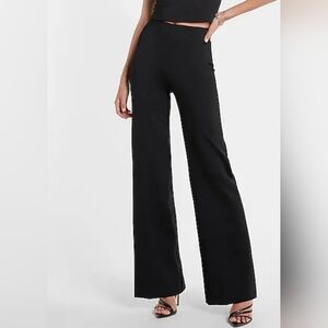 Express Body Contour Super High Waisted Wide Leg Pant With Built-In Shapewear